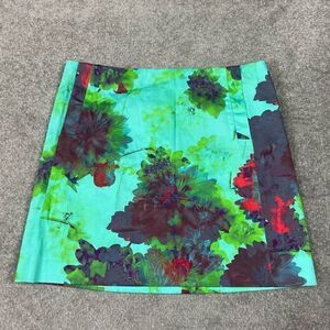 J. Crew Stretch Women’s 4 Green Floral Back Zip Mini Pencil Straight Skirt